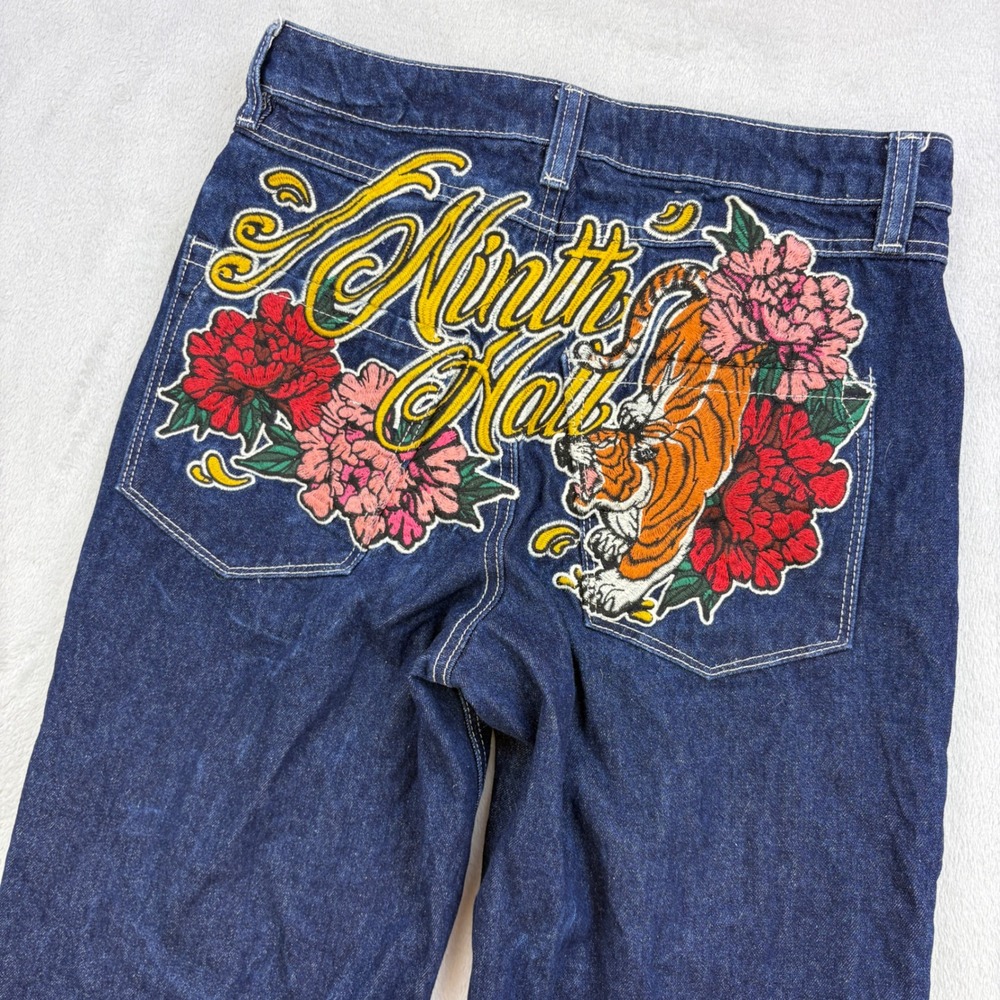 Ninth Hall Jeans Men 30x28 Blue Ambush Tiger Floral Embroidered Baggy Skater